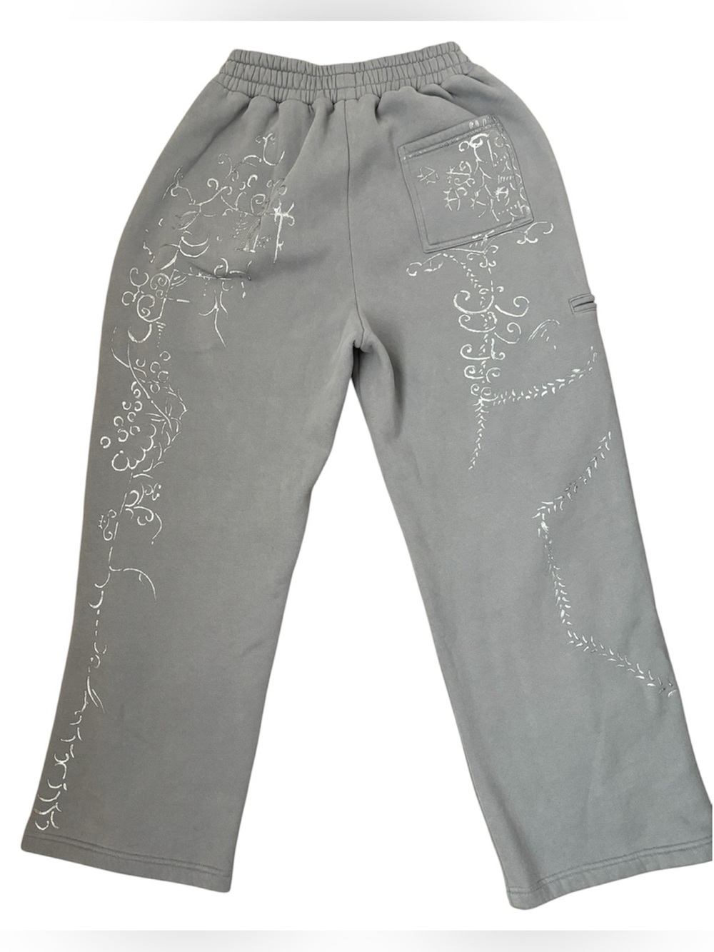 COMFRT Affirmation Collection Sweatpants Straight Leg Loungewear Grey Graphic M